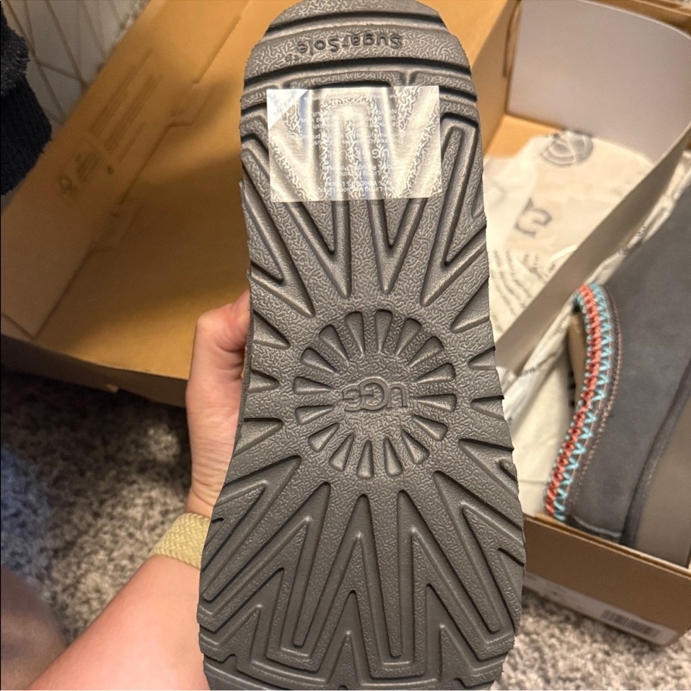 UGG Gray Boots with Multicolor Trim